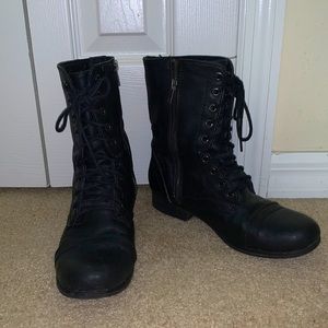 Madden Girl Black Combat Boots